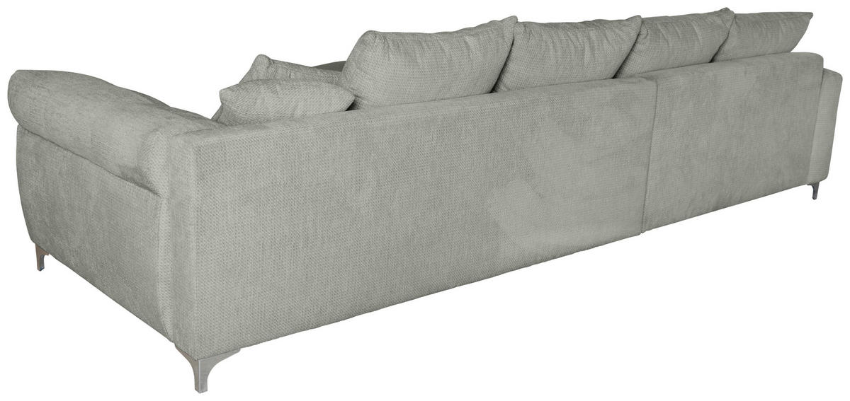 ECKSOFA Grau Chenille  - Chromfarben/Grau, KONVENTIONELL, Textil/Metall (227/329cm) - Carryhome