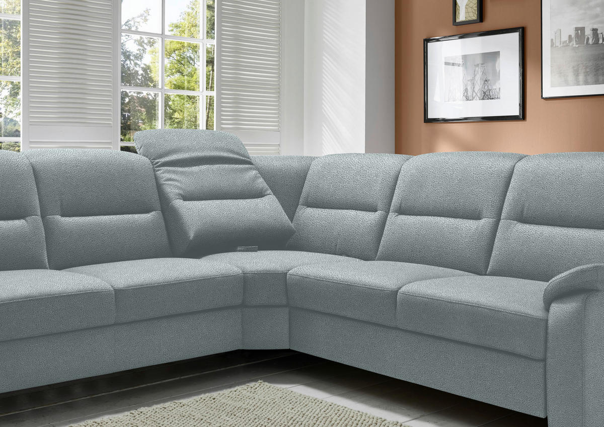 ECKSOFA in Mikrofaser Hellblau  - Schwarz/Hellblau, Konventionell, Holz/Textil (303/245cm) - Beldomo Comfort