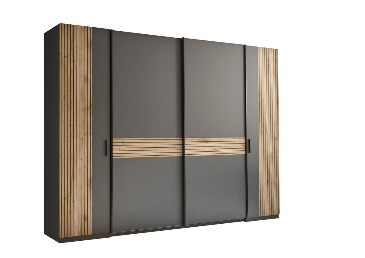 ORMAR ZA ODJEĆU boje grafita, boje hrasta   - boje grafita/boje hrasta, Moderno, drvni materijal/metal (267/210/60,4cm)