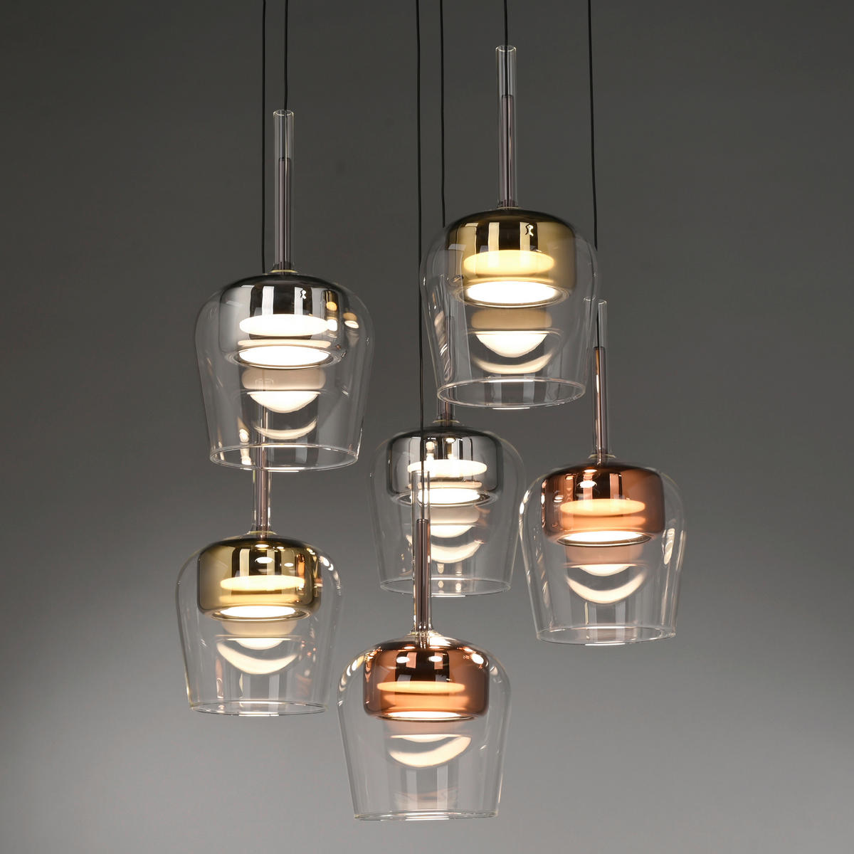 LED-HÄNGELEUCHTE 50/50/200 cm    - Silberfarben/Goldfarben, Design, Glas/Kunststoff (50/50/200cm)