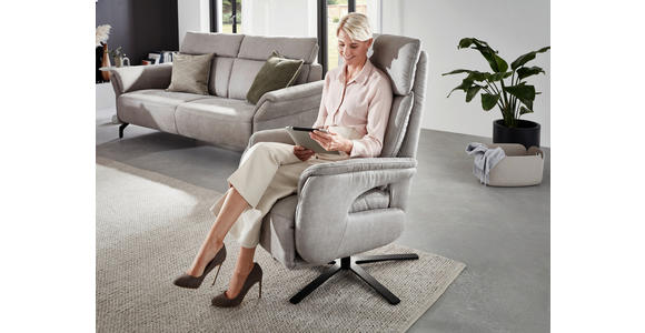 RELAXSESSEL in Textil Hellgrau  - Hellgrau/Schwarz, KONVENTIONELL, Textil/Metall (70/117/85cm) - Dieter Knoll