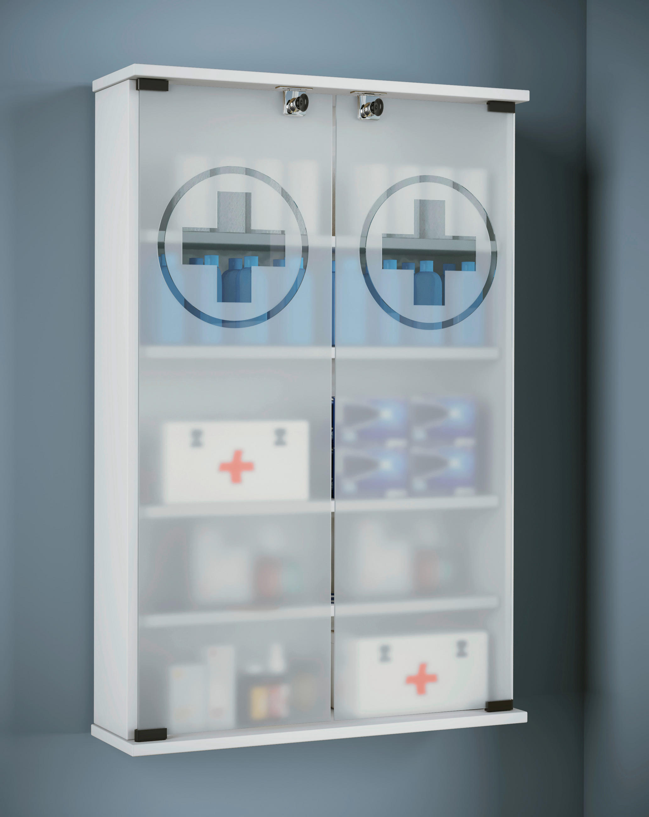 MEDIZINSCHRANK - Weiss, Modern, Glas/Holzwerkstoff (60/91/17,2cm) - MID.YOU