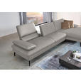 ECKSOFA in Echtleder Hellgrau  - Hellgrau/Schwarz, Design, Leder/Metall (325/157cm) - Dieter Knoll