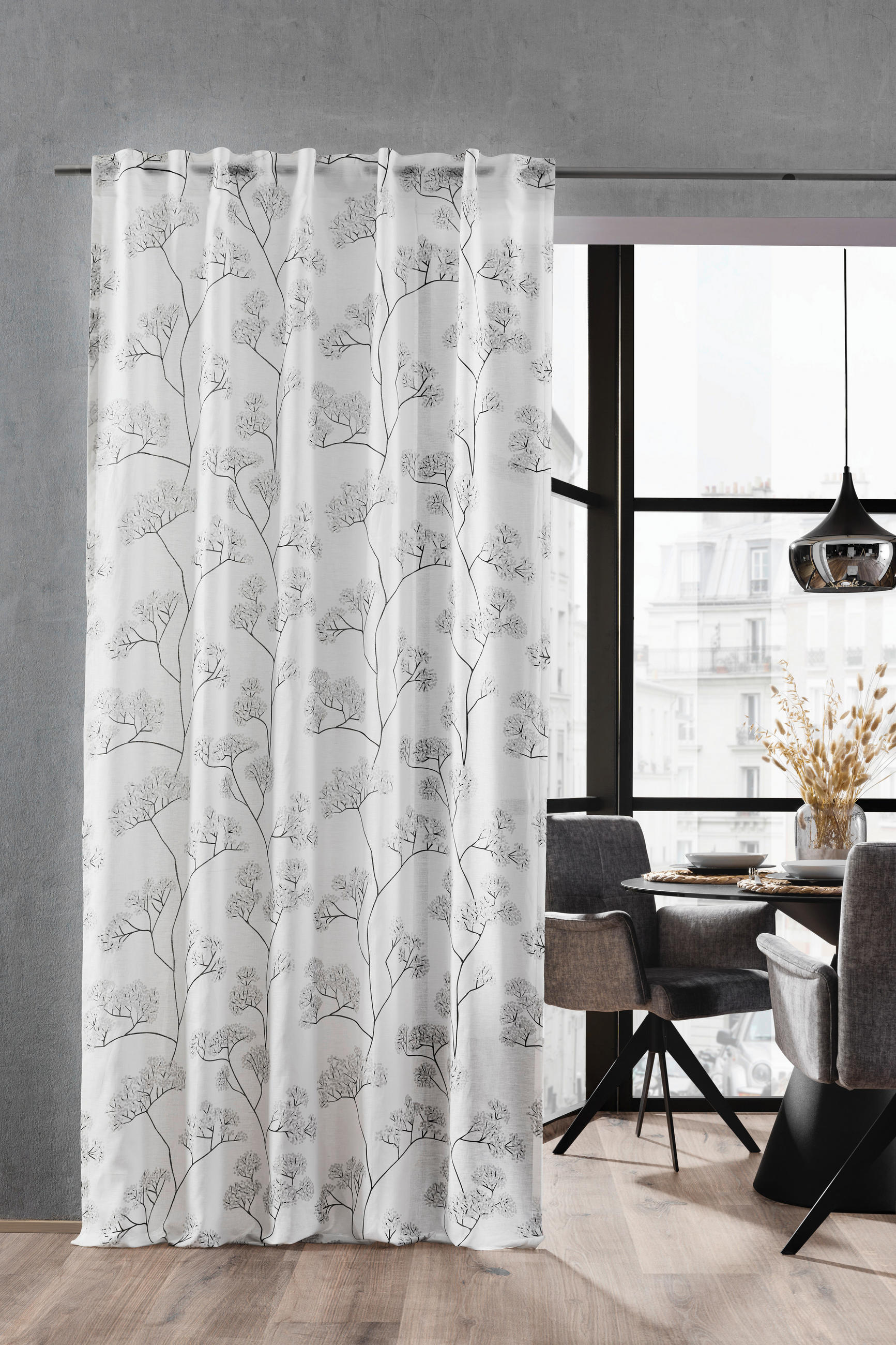 RIDEAU PRÊT À POSER transparent  - Grau, Trend, Textil (140/255cm) - Bio:Vio