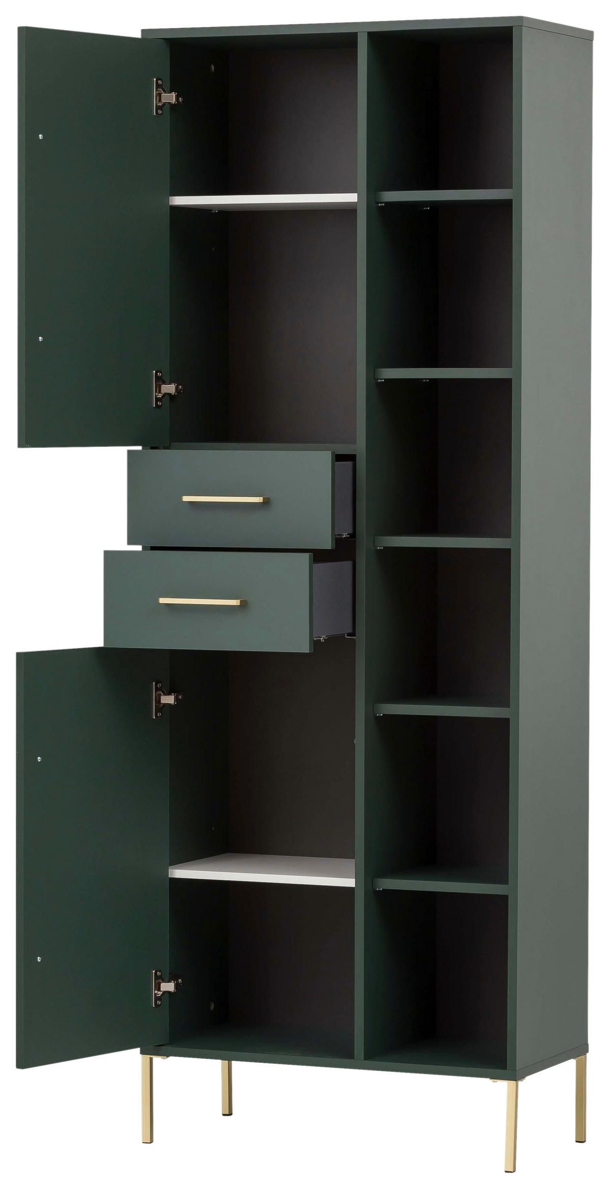 HOCHSCHRANK 67,1/184,3/33,1 cm  - Waldgrün/Goldfarben, MODERN, Holzwerkstoff/Metall (67,1/184,3/33,1cm) - Stylife