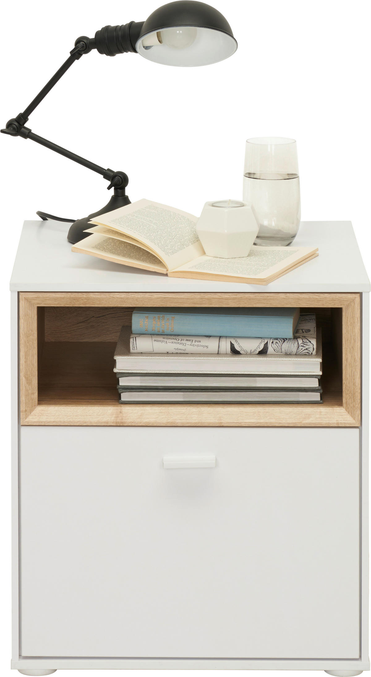 NACHTTISCH 41,8/48/40 cm  in Weiss, Eichefarben  - Weiss/Eichefarben, Design, Holzwerkstoff/Kunststoff (41,8/48/40cm) - Hom`in