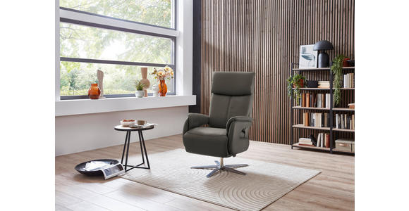 RELAXSESSEL in Leder Grau  - Edelstahlfarben/Grau, Design, Leder/Metall (70/124/85cm) - Cantus