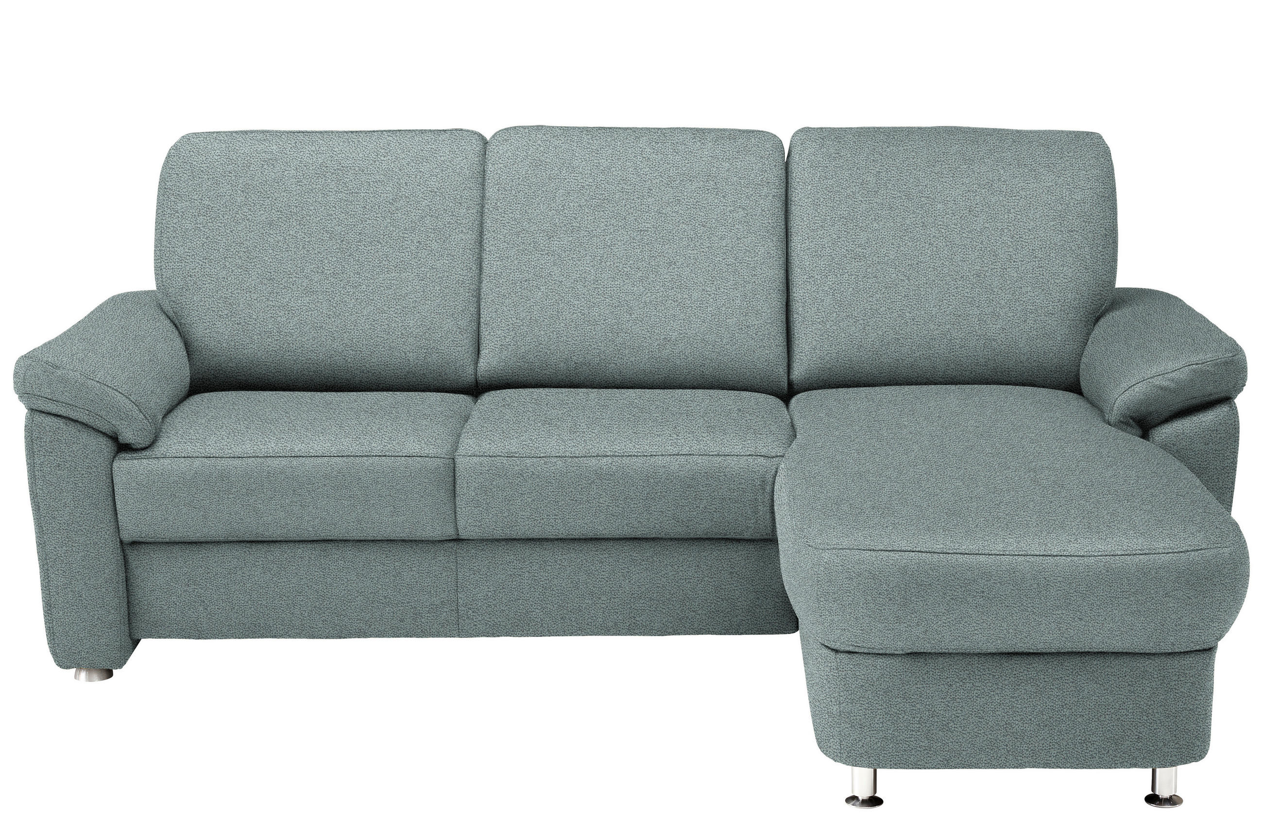 ECKSOFA in Flachgewebe Salbeigrün  - Chromfarben/Salbeigrün, Konventionell, Textil/Metall (250/163cm) - Beldomo System