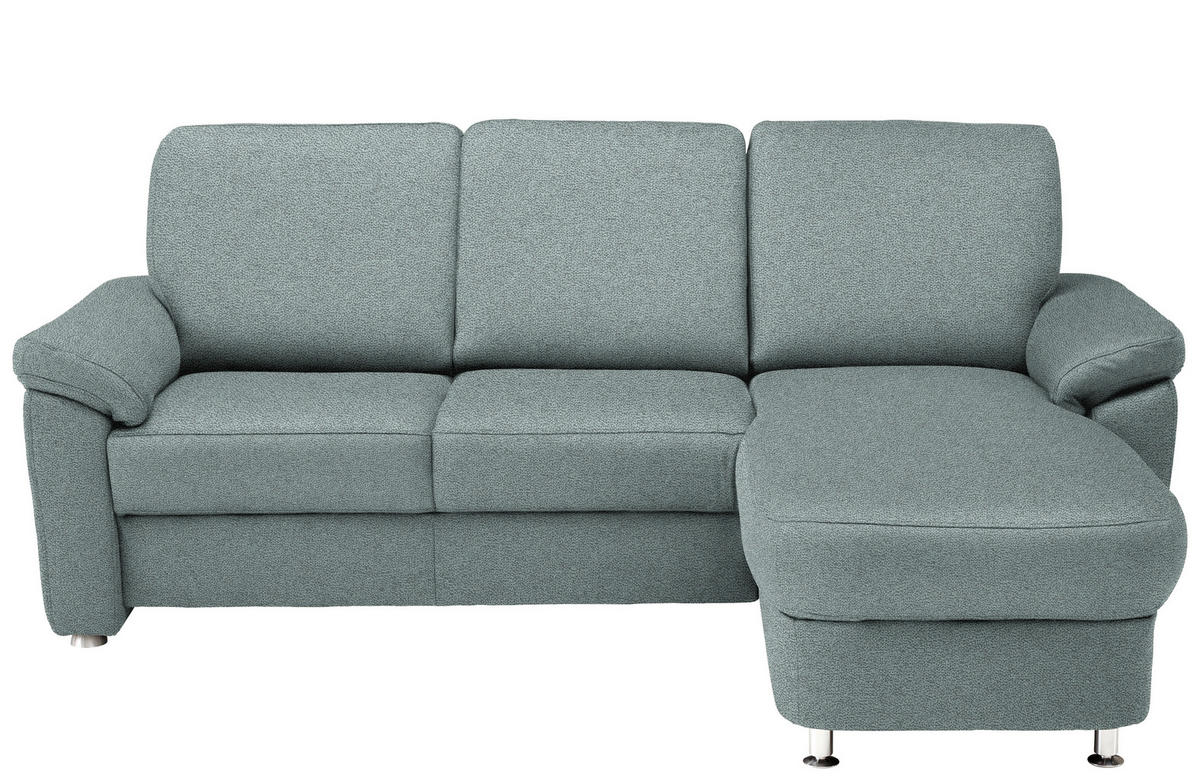 ECKSOFA in Flachgewebe Salbeigrün  - Chromfarben/Salbeigrün, Konventionell, Textil/Metall (250/163cm) - Beldomo System
