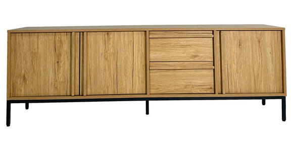 LOWBOARD WABI  in 180/60,5/40 cm  - Eichefarben/Schwarz, Design, Holz/Holzwerkstoff (180/60,5/40cm) - Xora