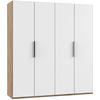 DREHTÜRENSCHRANK  in Eichefarben, Weiß  - Chromfarben/Eichefarben, MODERN, Holzwerkstoff (200/216/58cm) - MID.YOU