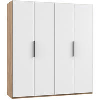 DREHTÜRENSCHRANK in Weiss, Eichefarben  - Chromfarben/Weiss, Modern, Holzwerkstoff (200/216/58cm) - MID.YOU