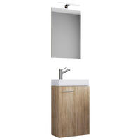 GÄSTEBAD - Weiss/Sonoma Eiche, Modern, Keramik/Holzwerkstoff (41cm) - MID.YOU