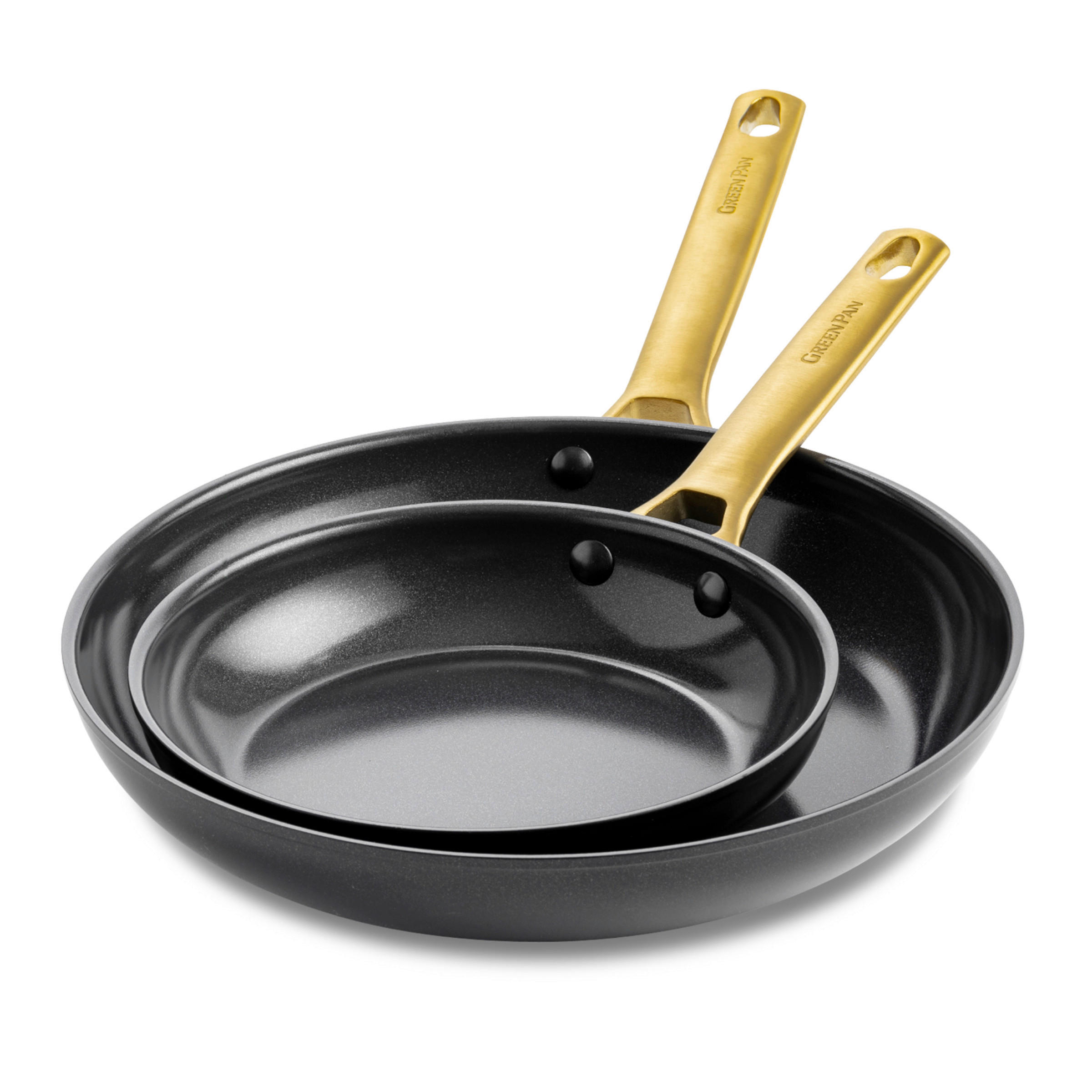 PFANNENSET Padova Reserve Aluminium, Edelstahl 2-teilig  - Goldfarben/Schwarz, Basics, Metall (20cm//26cmcm)