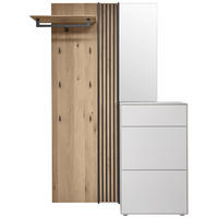 GARDEROBE 3-teilig  in 125/196/39 cm  - Eichefarben/Weiß, Design, Glas/Holz (125/196/39cm) - Johann Jakob