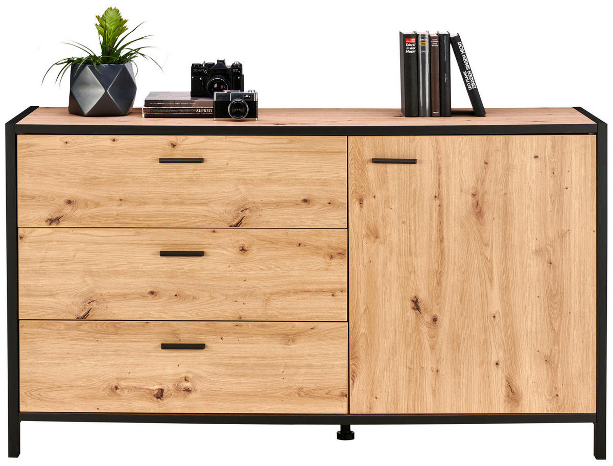 SIDEBOARD Anthrazit, Eichefarben  146/83/40 cm  - Eichefarben/Anthrazit, Design, Holzwerkstoff/Metall (146/83/40cm) - Carryhome