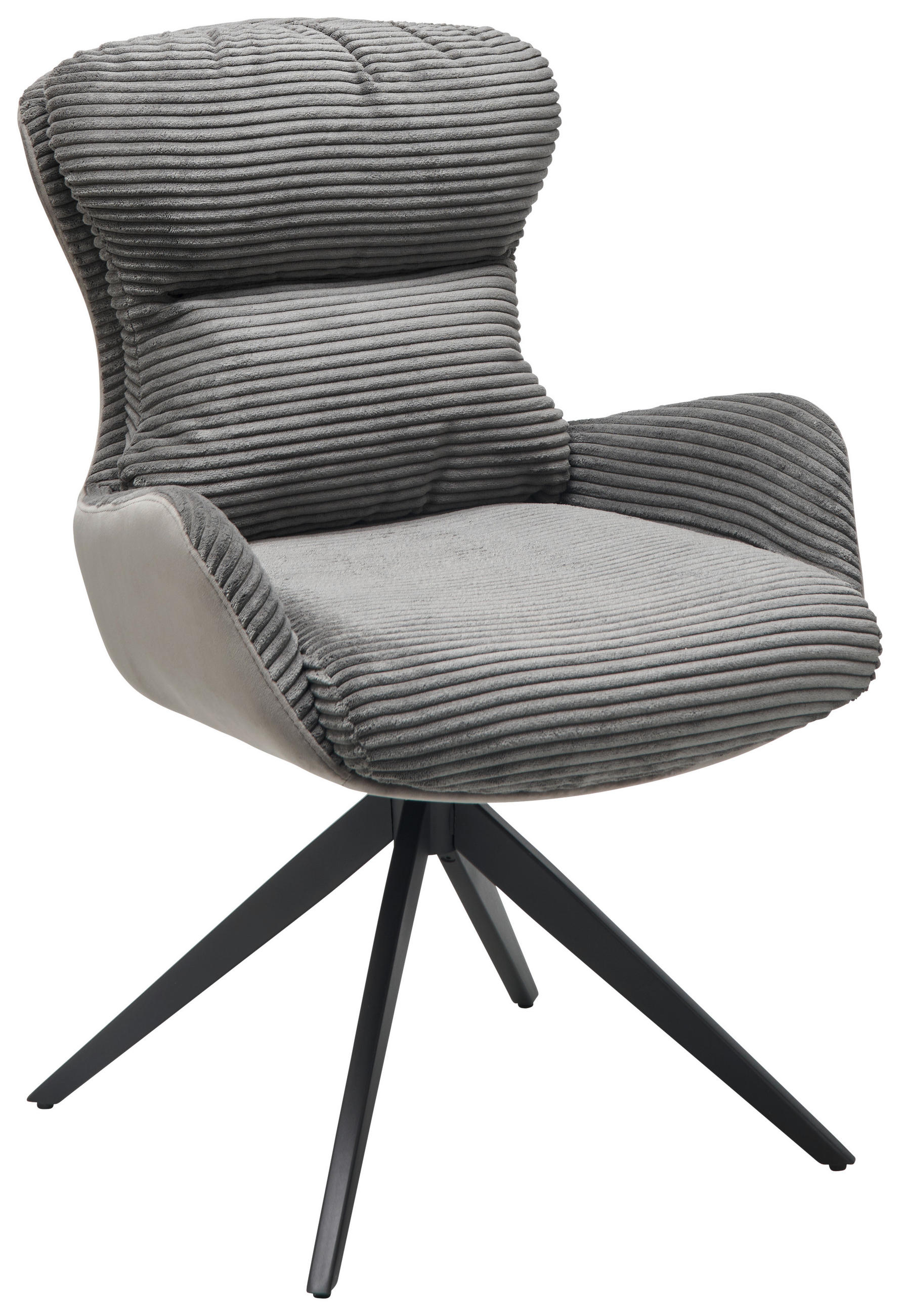 ARMLEHNSTUHL  in Eisen Cord  - Schwarz/Grau, LIFESTYLE, Textil/Metall (58/88/68cm) - MID.YOU