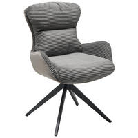 ARMLEHNSTUHL  in Eisen Cord  - Schwarz/Grau, LIFESTYLE, Textil/Metall (58/88/68cm) - MID.YOU