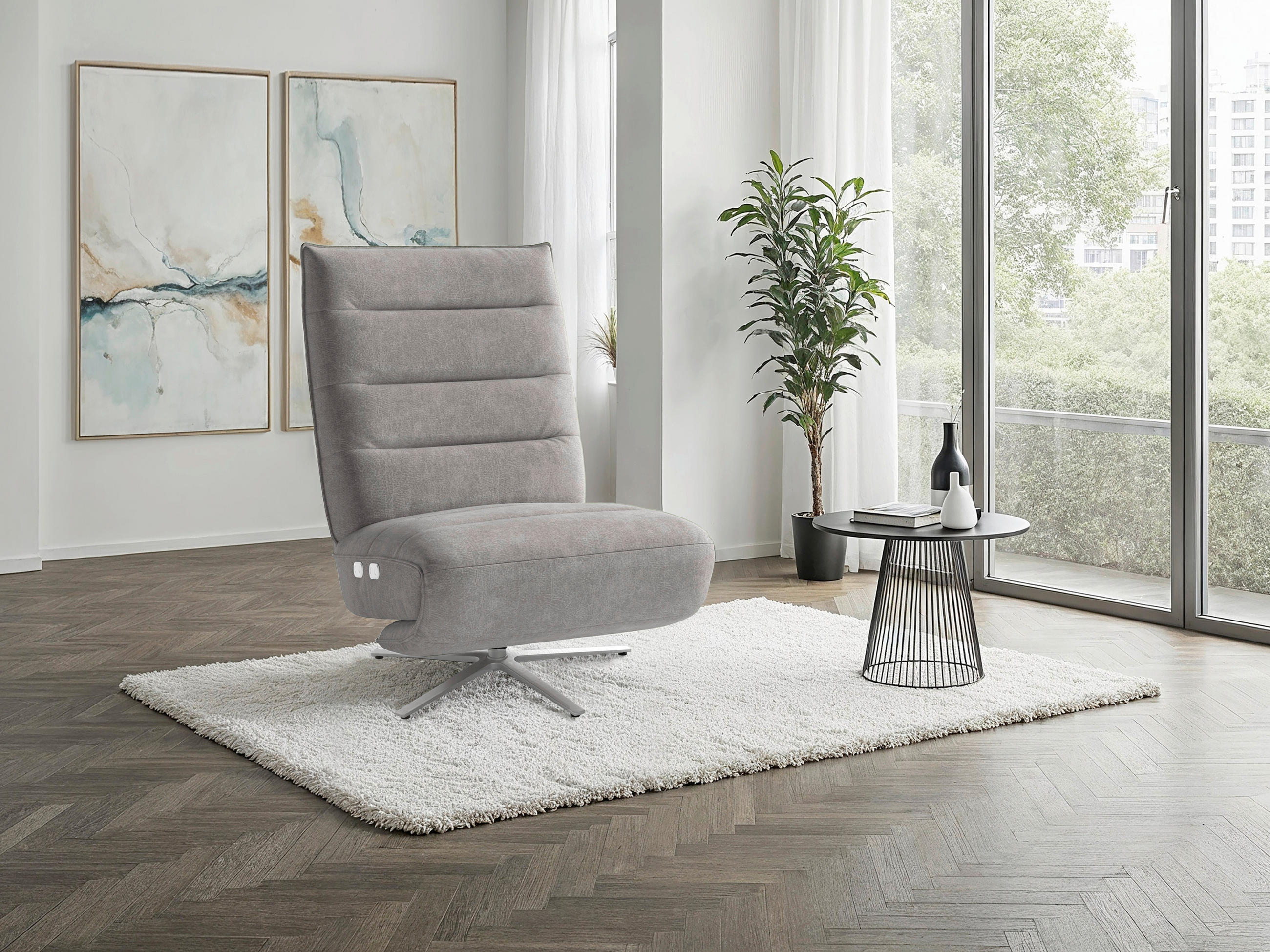 RELAXAČNÉ KRESLO, textil, sivá - sivá/strieborná, Basics, kov/textil (80/109/98cm) - Sit & More