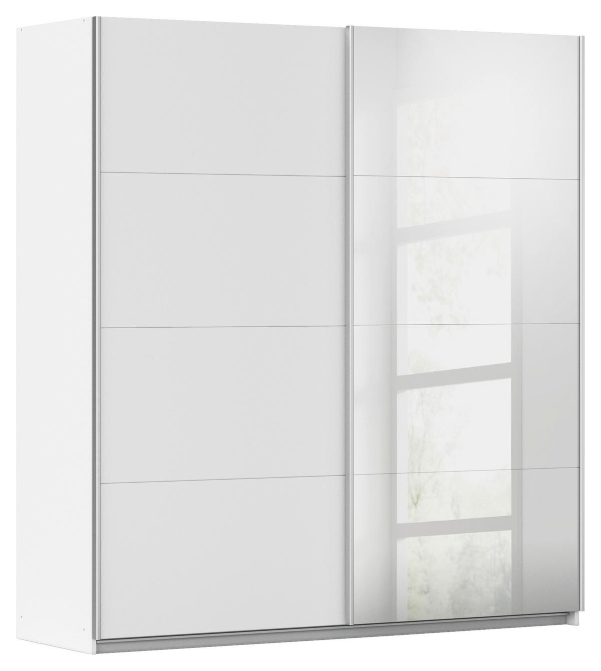 SCHWEBETÜRENSCHRANK in Weiss  - Weiss/Alufarben, Modern, Holzwerkstoff/Metall (181/197/61cm) - Rauch Möbel