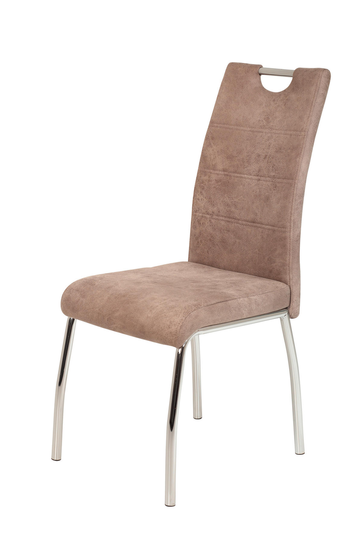 STUHL-SET 2 Stück  in Stahl Mikrofaser Metall, Textil  - Chromfarben/Beige, MODERN, Textil/Metall (44/98/61cm) - MID.YOU