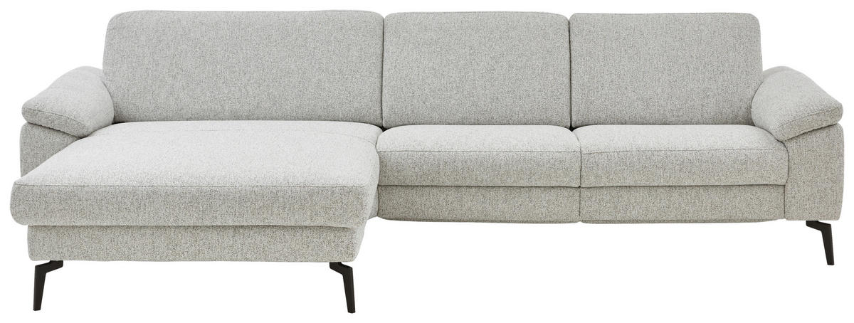 ECKSOFA  in Chenille Silberfarben  171/309 cm  - Silberfarben/Schwarz, Design, Textil/Metall (171/309cm) - Valdera