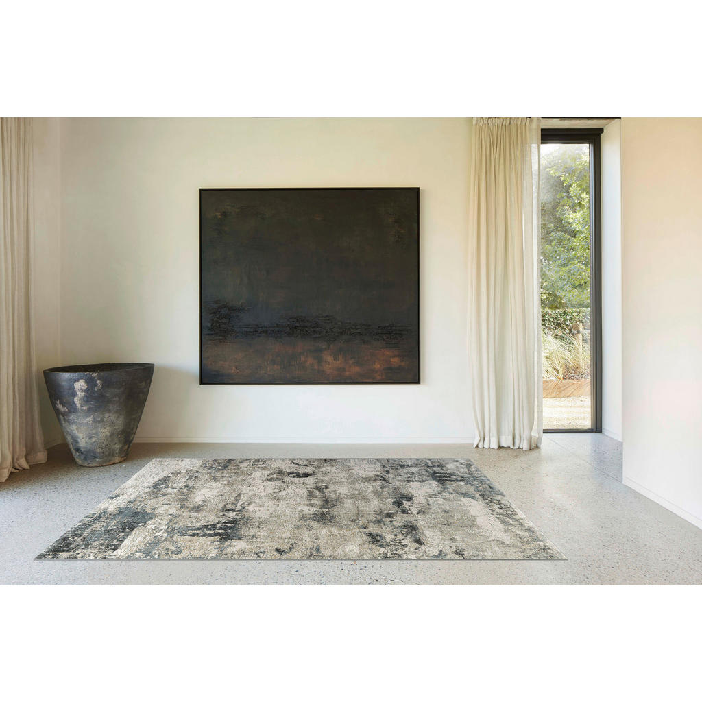 Thumbnail - Novel Webteppich Canyon, Hellgrau, Dunkelblau, Textil, Abstraktes, rechteckig, 120x170 cm, Oeko-Tex® Standard 100, für F...