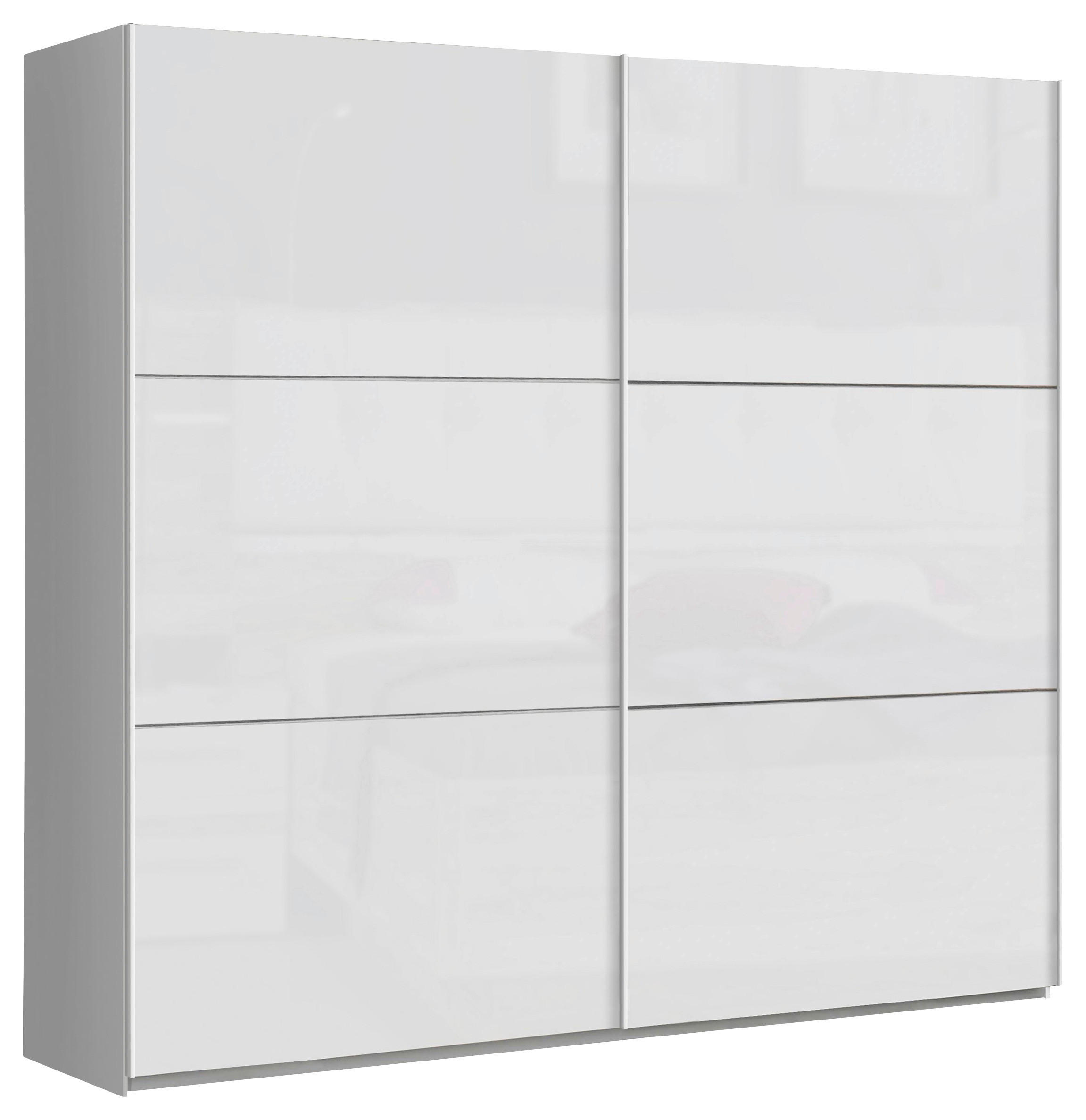 SKŘÍŇ S POSUVNÝMI DVEŘMI, bílá, vysoce lesklá bílá, 220/209,7/61,2 cm - bílá/vysoce lesklá bílá, Design, kov/kompozitní dřevo (220/209,7/61,2cm) - home24