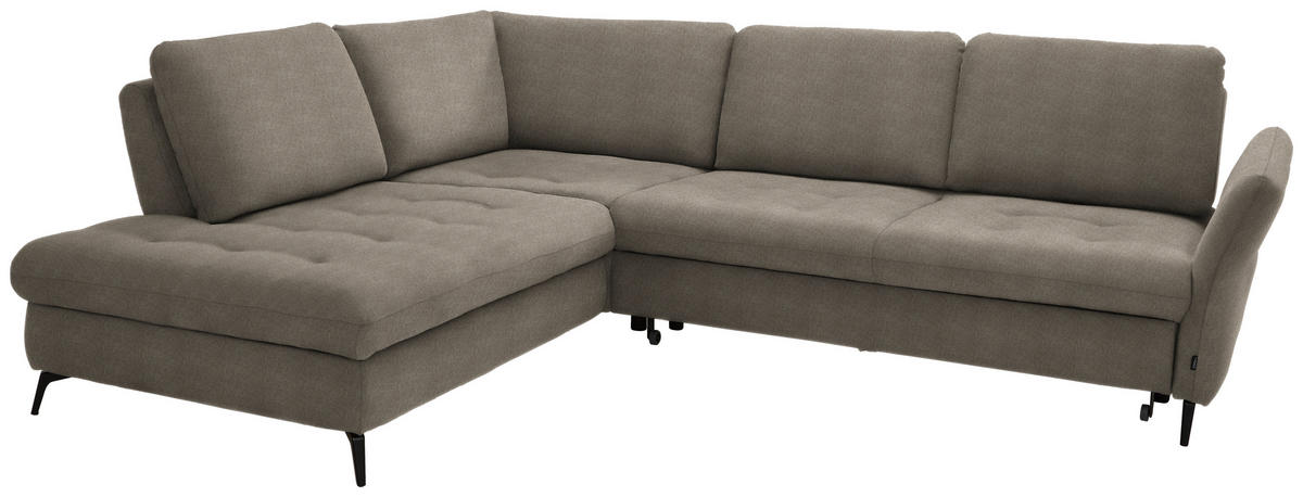 ECKSOFA in Chenille Greige  - Greige/Schwarz, Natur, Textil/Metall (233/288cm) - Valnatura