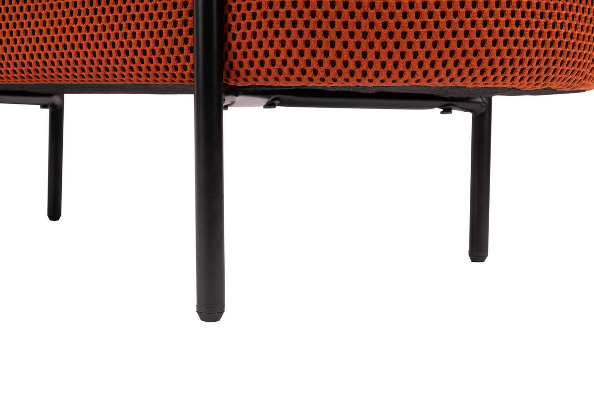 HOCKERBANK in Metall, Textil Schwarz, Dunkelorange  - Dunkelorange/Schwarz, Design, Textil/Metall (95/43/36cm)