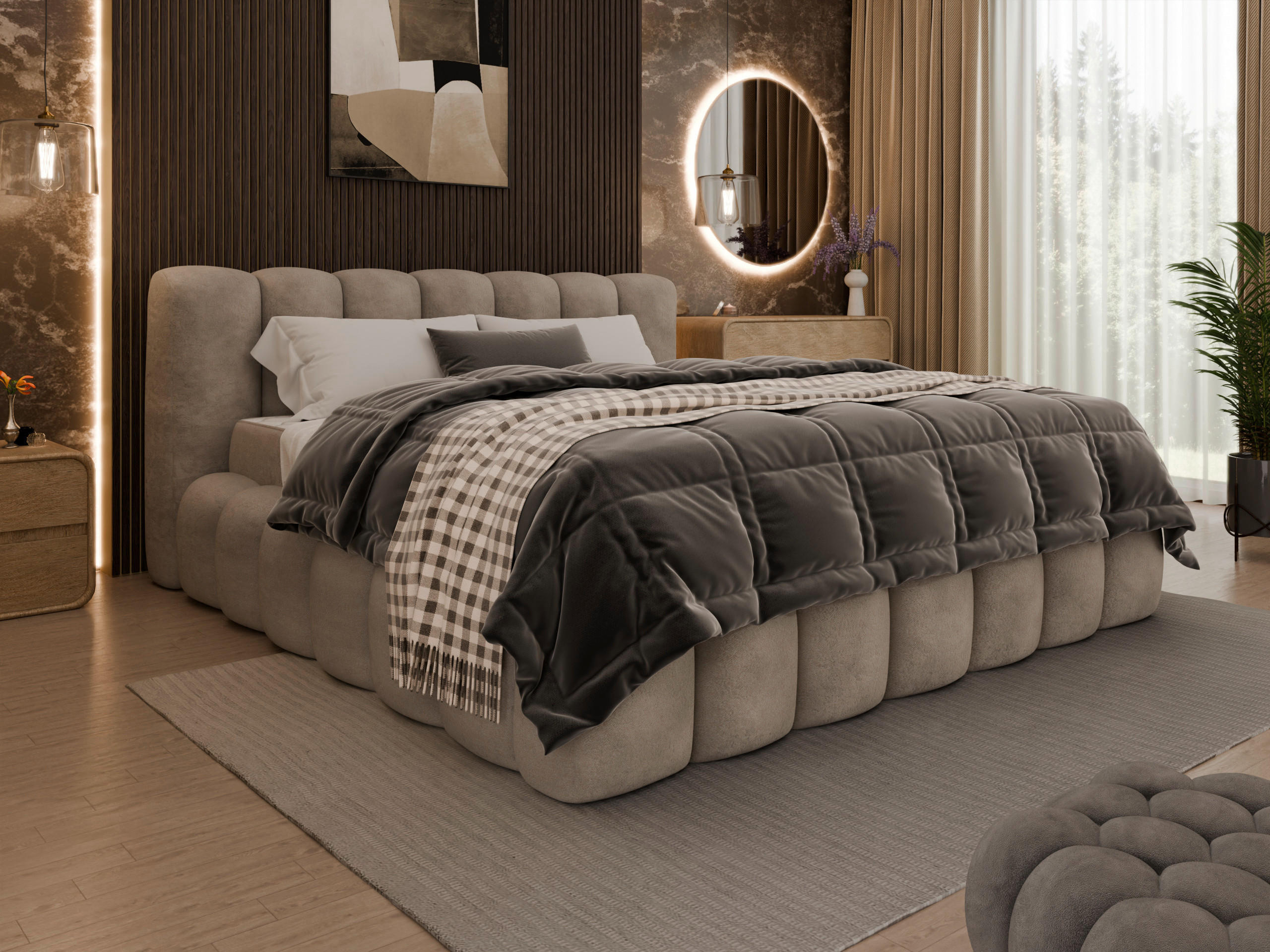 POLSTERBETT Lattenrost, Bettkasten 180/200 cm in Beige - Birkefarben/Beige, Trend, Holz/Kunststoff (180/200cm) - Esposa