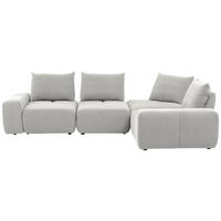 ECKSOFA in Velours Hellgrau  326/236 cm  - Hellgrau/Schwarz, Design, Kunststoff/Textil (326/236cm) - Xora