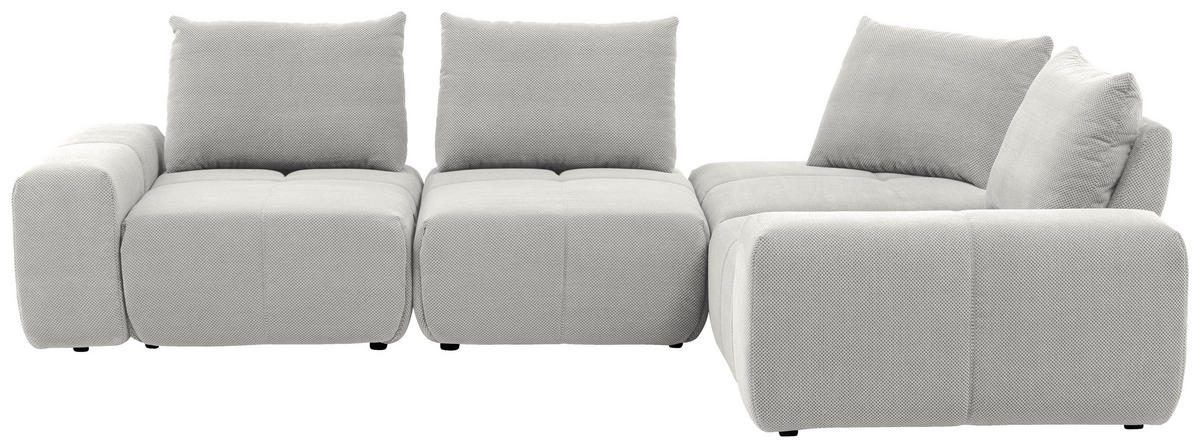 ECKSOFA in Velours Hellgrau  326/236 cm  - Hellgrau/Schwarz, Design, Kunststoff/Textil (326/236cm) - Xora