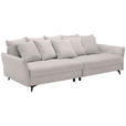 BIGSOFA  in Webstoff Hellgrau  - Hellgrau/Schwarz, KONVENTIONELL, Textil/Metall (282/94/127cm) - Ambia Home