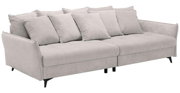 BIGSOFA  in Webstoff Hellgrau  - Hellgrau/Schwarz, KONVENTIONELL, Textil/Metall (282/94/127cm) - Ambia Home