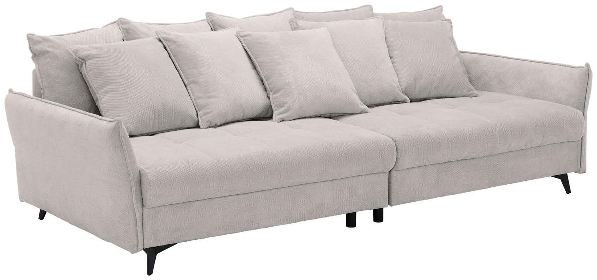 BIGSOFA Webstoff Hellgrau  - Hellgrau/Schwarz, KONVENTIONELL, Textil/Metall (282/94/127cm) - Ambia Home