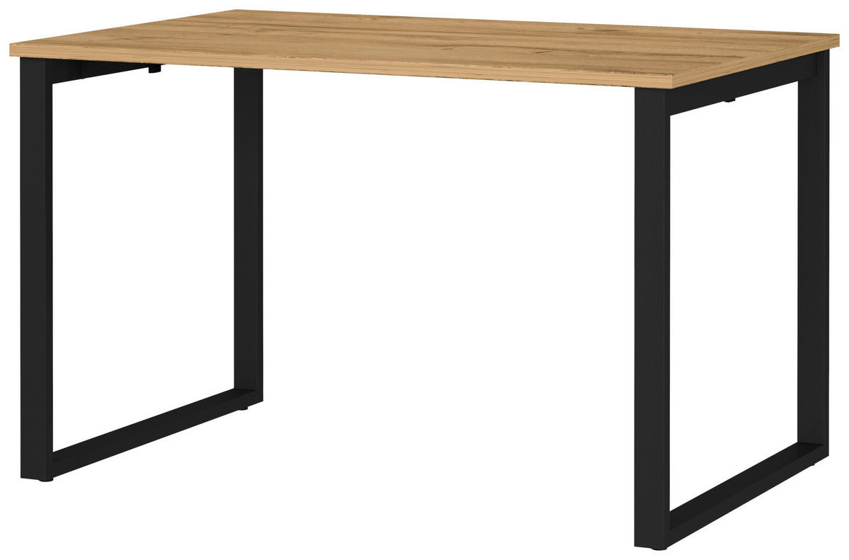 SCHREIBTISCH 120/80/75 cm, Schwarz, Eichefarben, in verschiedenen Holz-Dekoren erhältlich, justierbare Füße  - Eichefarben/Schwarz, MODERN, Holzwerkstoff/Metall (120/80/75cm) - Novel