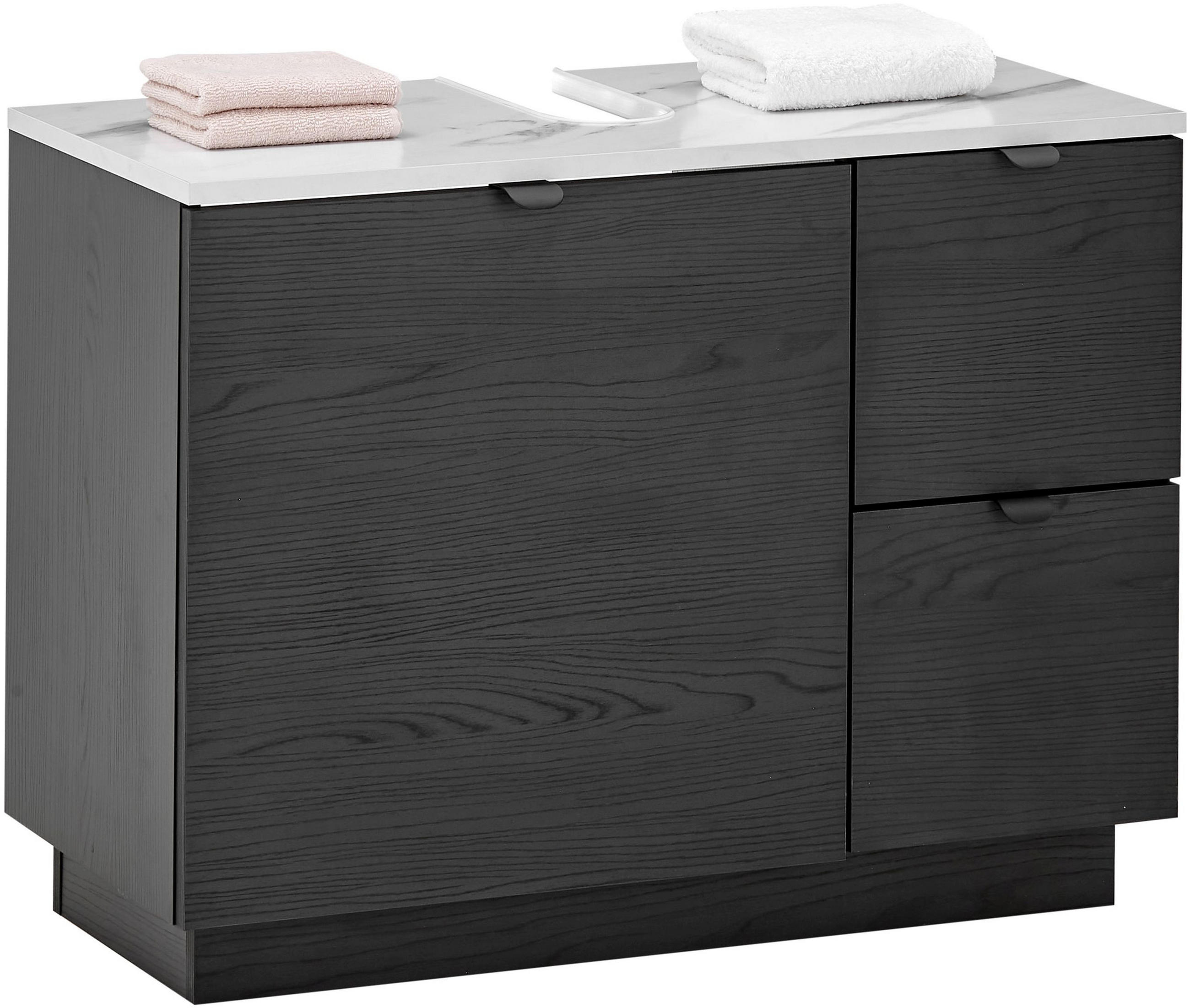 Xora Waschbeckenunterschrank NEW York Schwarz, Weiß 80x60.5x37 cm
