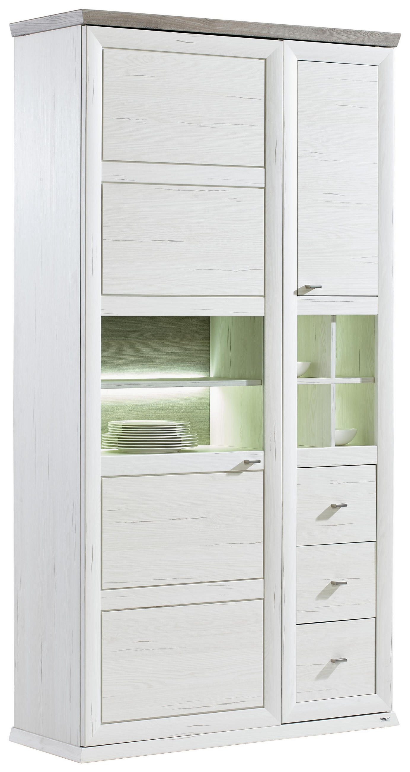 Vitrine in Grau, Weiß