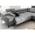 ECKSOFA inkl. Sitzvorzug in Cord Dunkelgrau  - Dunkelgrau/Schwarz, Design, Textil/Metall (321/216cm) - Hom`in