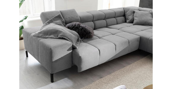 ECKSOFA inkl. Sitzvorzug in Cord Dunkelgrau  - Dunkelgrau/Schwarz, Design, Textil/Metall (321/216cm) - Hom`in