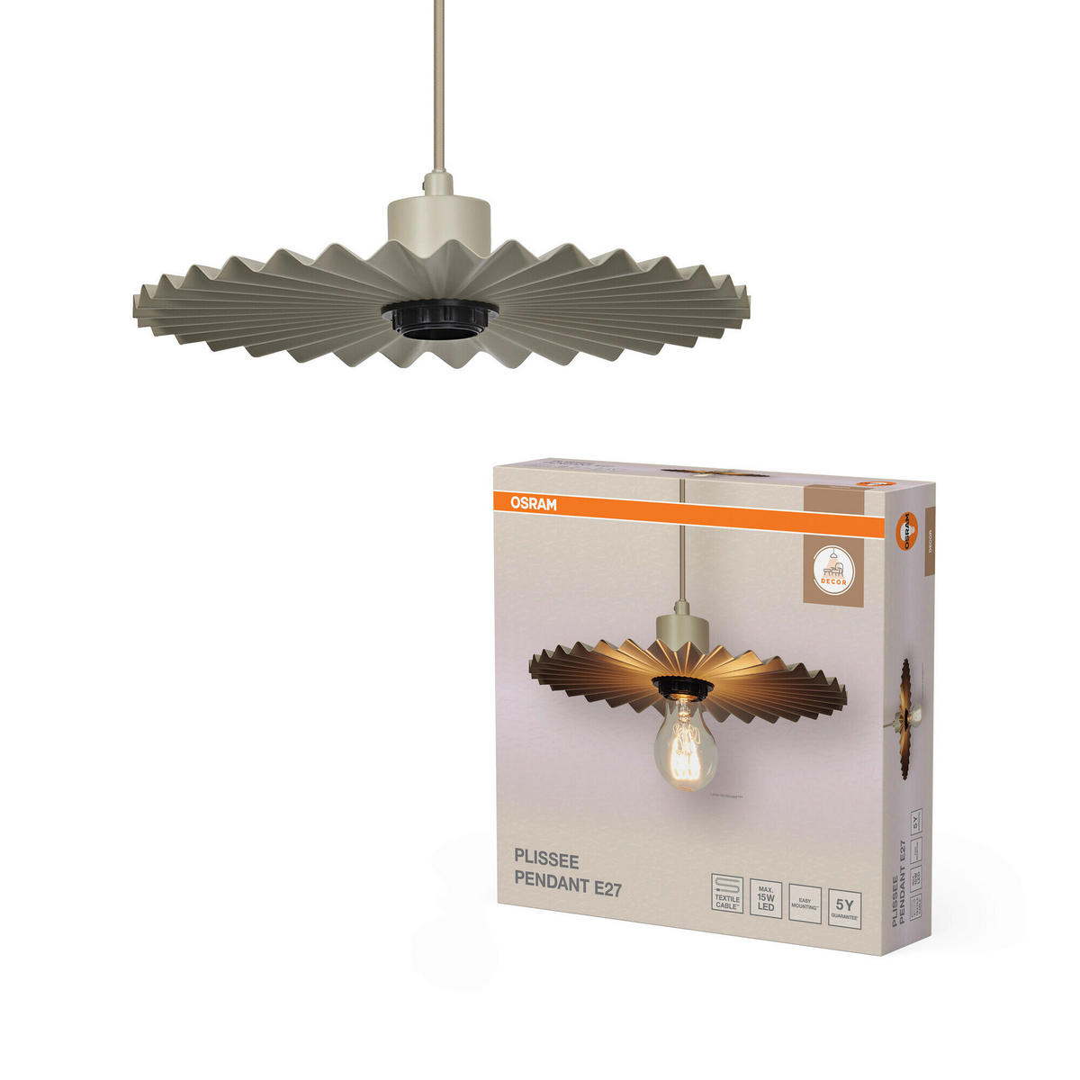 HÄNGELEUCHTE 29.5/110 cm  - Beige, Basics, Metall (29.5/110cm) - Osram