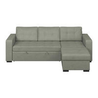 ECKSOFA TURIN Dunkelgrün Mikrofaser, Struktur Rückenkissen, Bettkasten  - Dunkelgrün/Schwarz, Trend, Textil/Metall (239/160cm) - MID.YOU