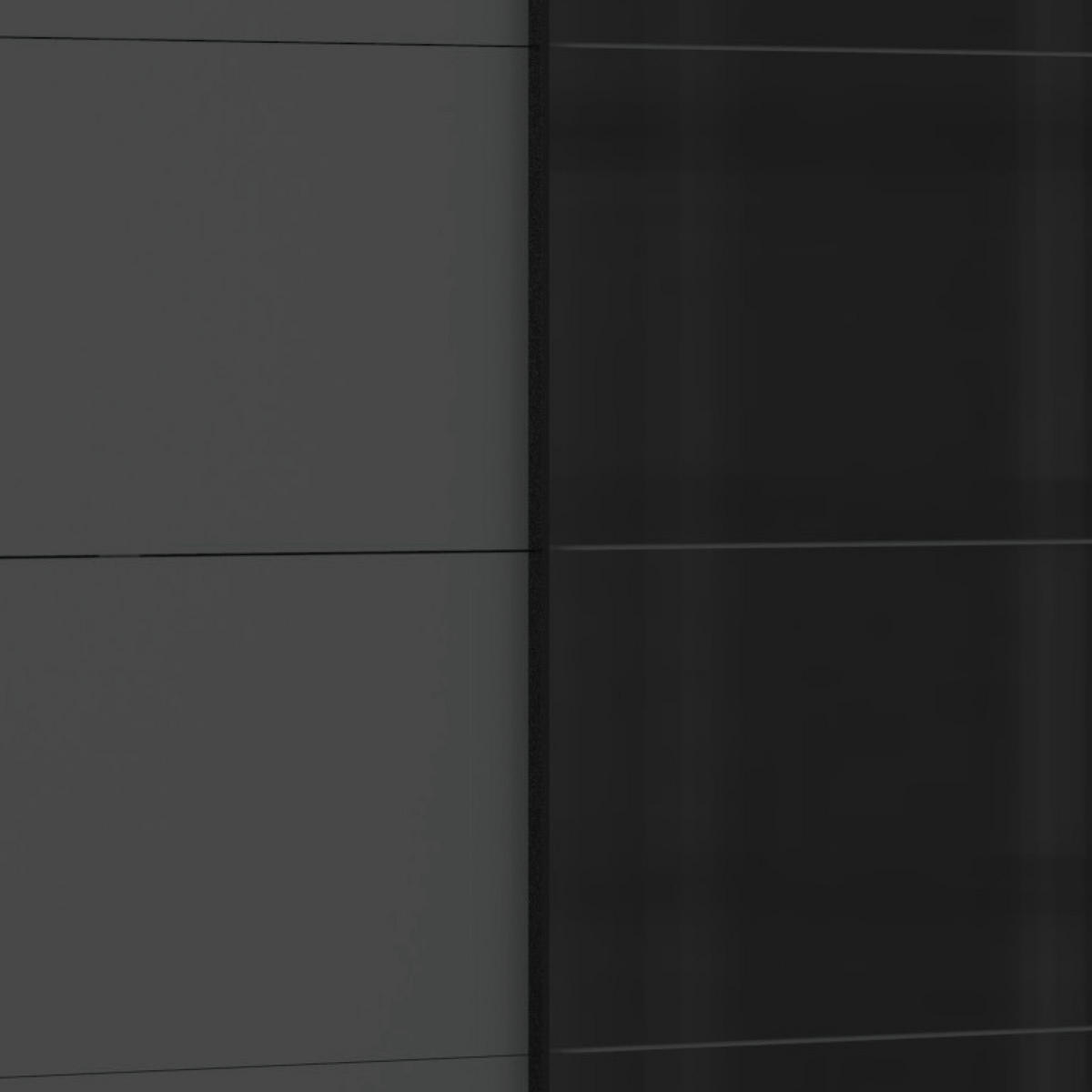 GARDEROB MED SKJUTDÖRRAR 225/210/65 cm 2-dörrar - grafitfärgad/svart, Basics, metall/trämaterial (225/210/65cm) - Livetastic