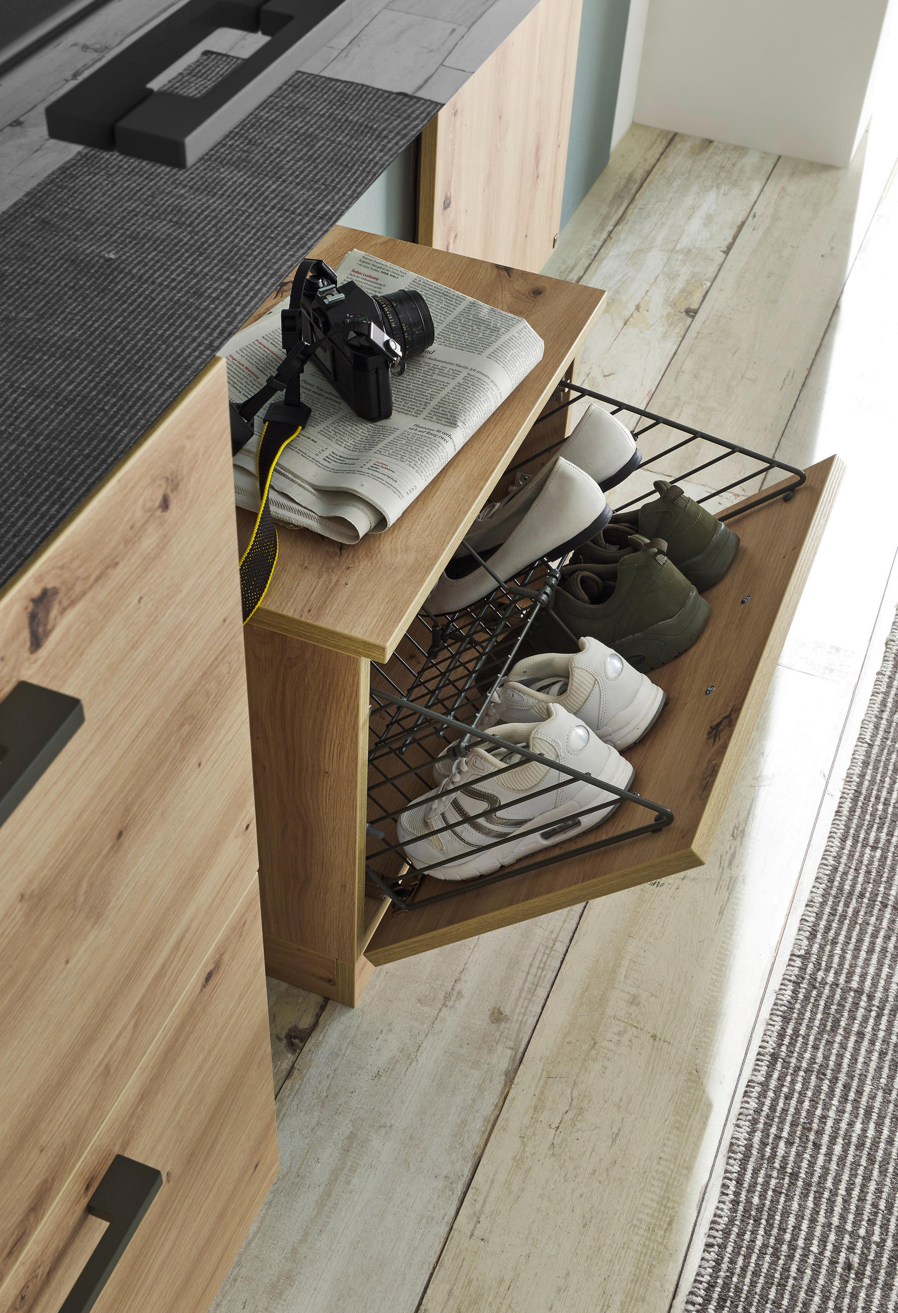 Thumbnail - Musterring Garderobe, Grau, Eiche Artisan, Glas, Holzwerkstoff, 4-teilig, 185x200x31 cm, Goldenes M, Made in Germany, Ga...