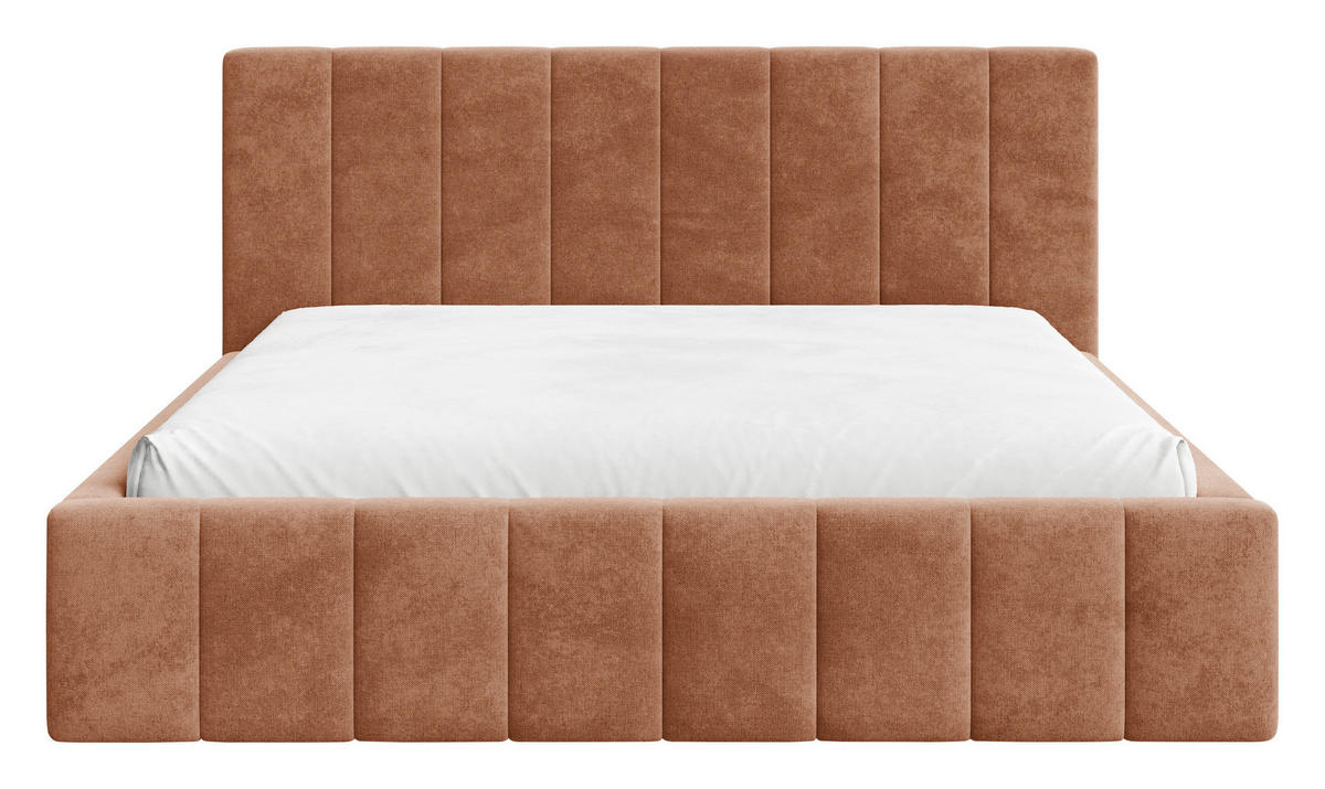 POLSTERBETT 160/200 cm,  in Terracotta, Lattenrost, Bettkasten,  - Terracotta/Schwarz, MODERN, Holz/Kunststoff (160/200cm) - Livetastic