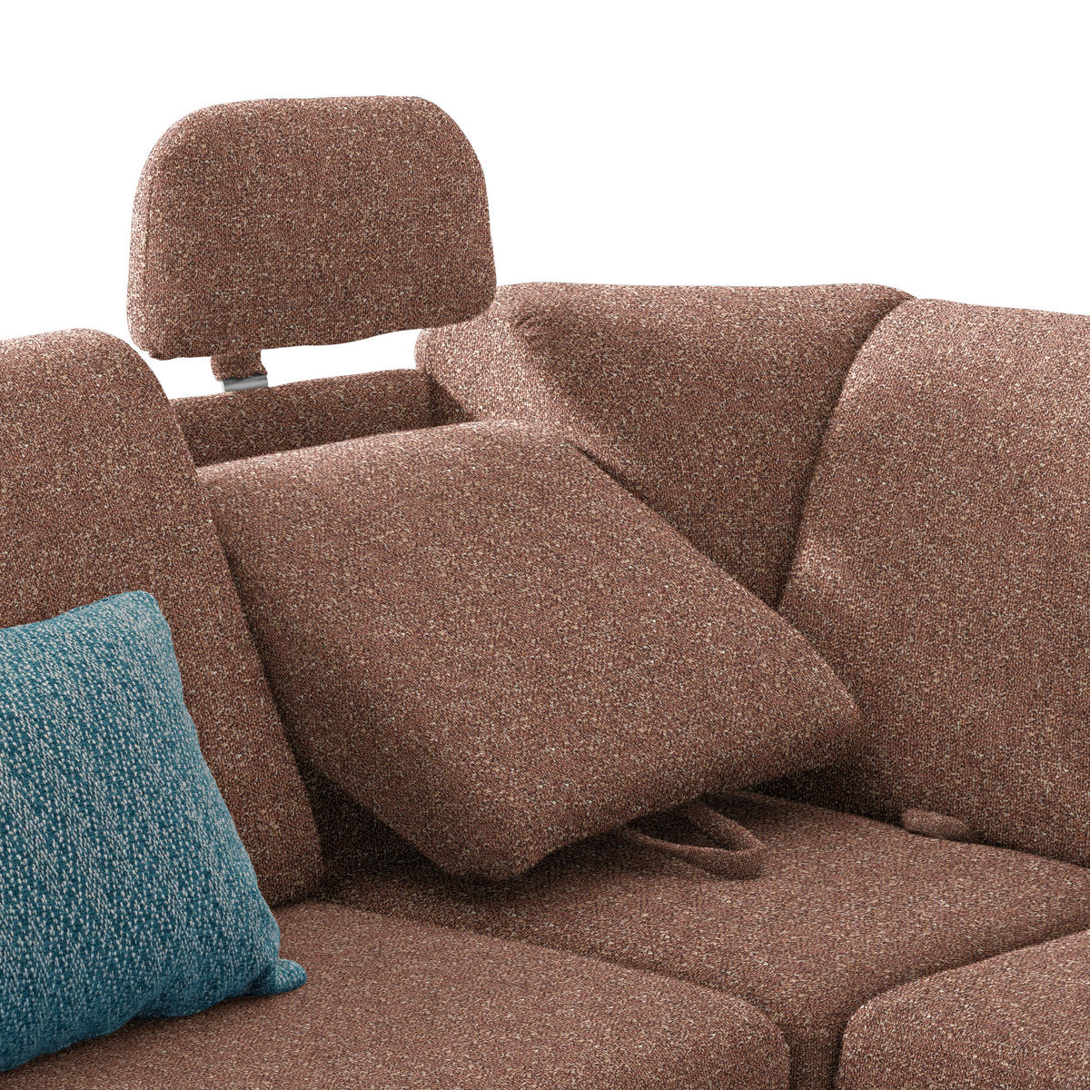 WOHNLANDSCHAFT  in Mikrovelours Terracotta  - Terracotta/Alufarben, KONVENTIONELL, Kunststoff/Textil (236/322/158cm) - Sedda