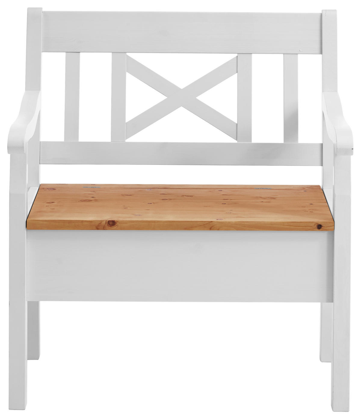 SITZBANK 84/93/58 cm Weiß, Laugenfarbig Kiefer massiv  - Laugenfarbig/Weiß, ROMANTIK / LANDHAUS, Holz (84/93/58cm) - Boxxx