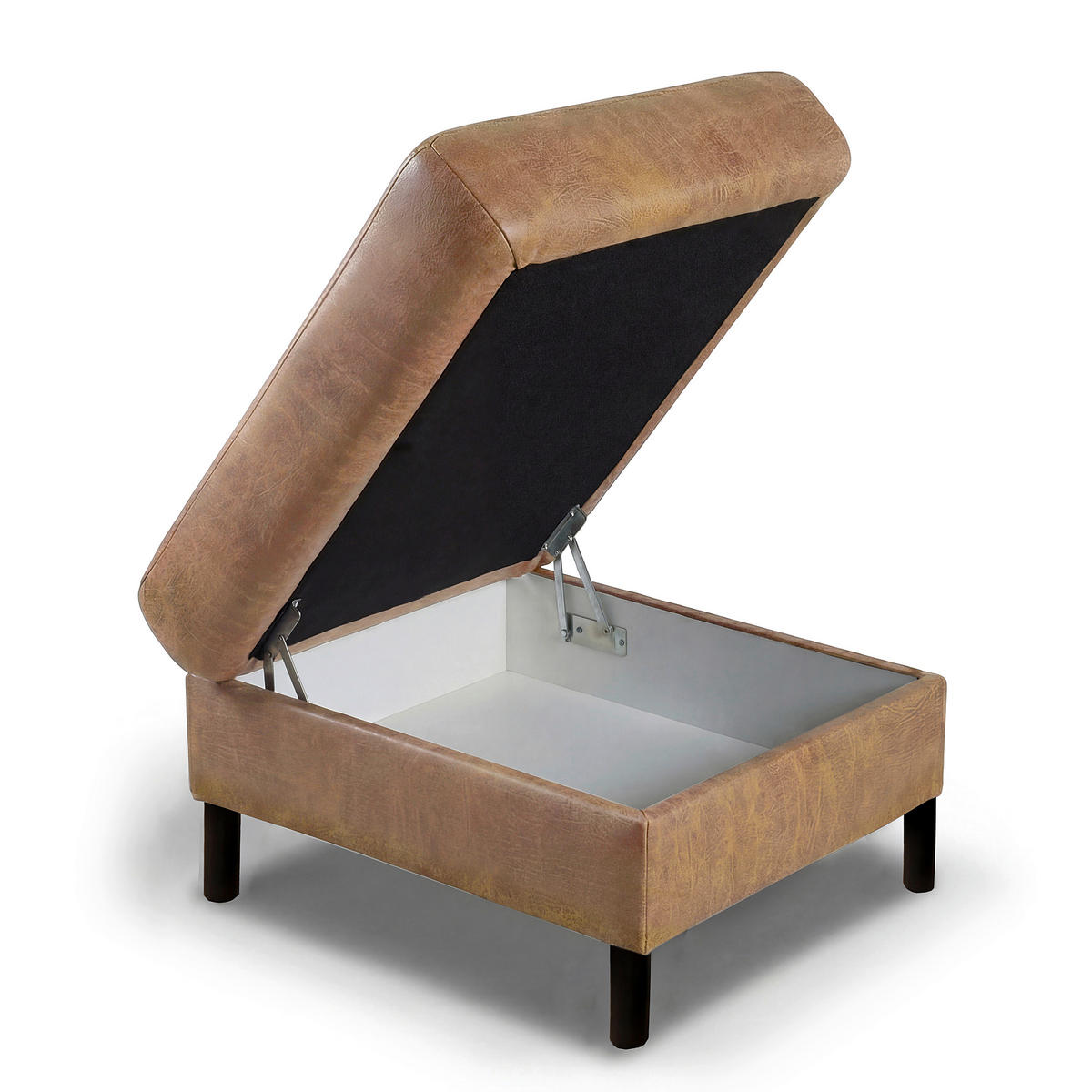 HOCKER in Textil, Leder Beige  - Beige, Design, Leder/Textil (70/48/60cm) - Livetastic