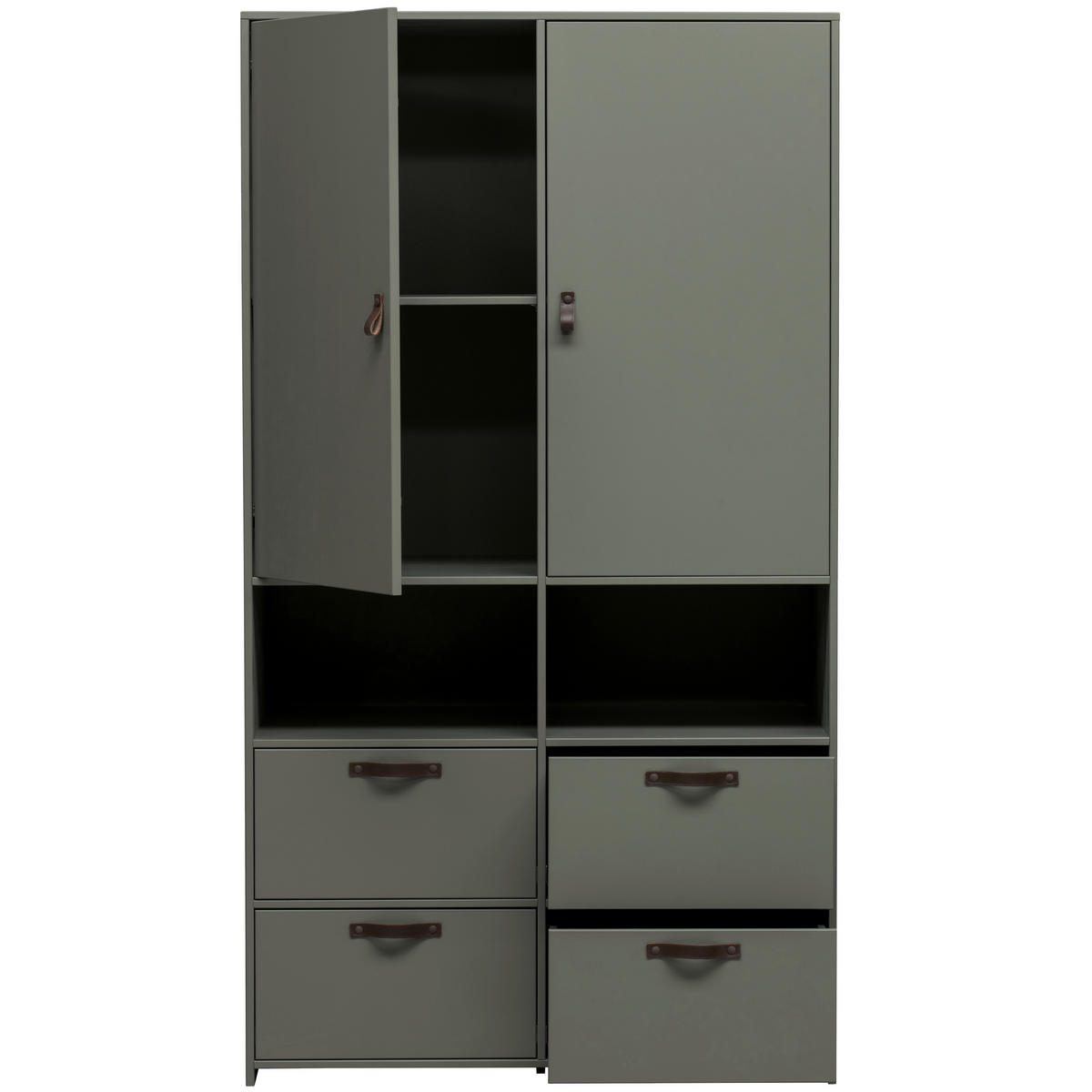 KLEIDERSCHRANK 103/185/40 cm 2-türig Grün  - Braun/Grün, Design, Leder/Holz (103/185/40cm) - Livetastic